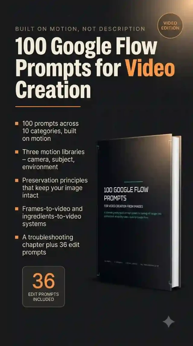 Cover of 100 Google Flow Prompts for Video Creation